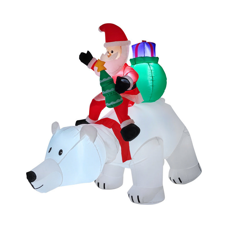 Inflatable Led Yard Santa Riding Polar Bear Outdoor Christmas Decoration With Internal Fan And Anchor Stakes