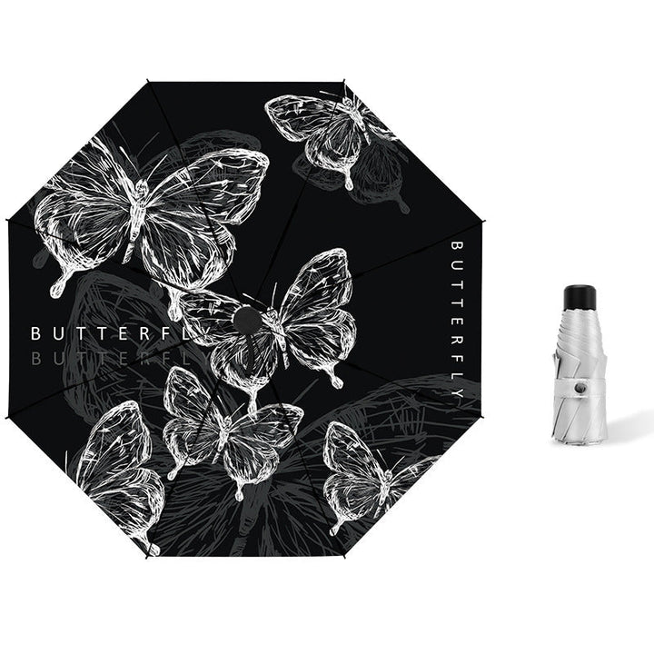Ladies' compact folding umbrella with delicate butterfly design Bowlift