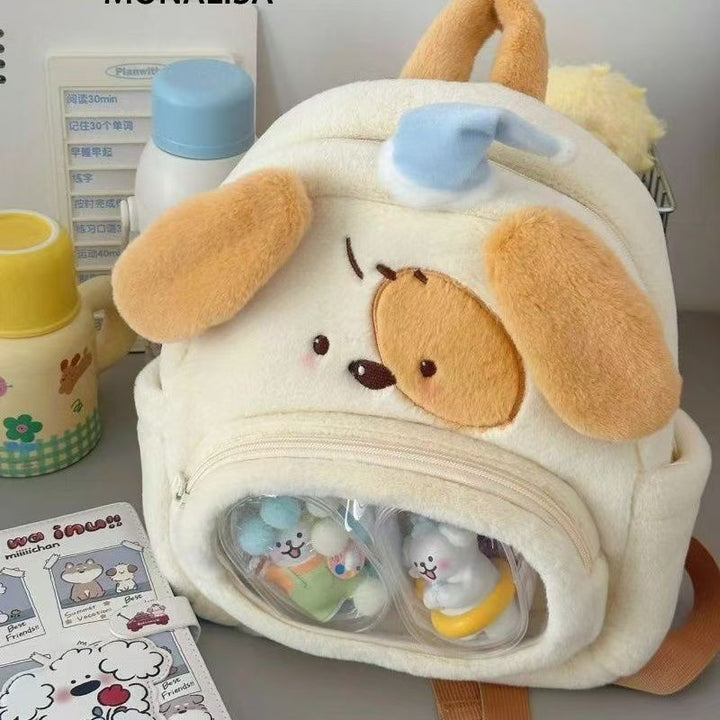 Plush backpack with cute dog design Bowlift