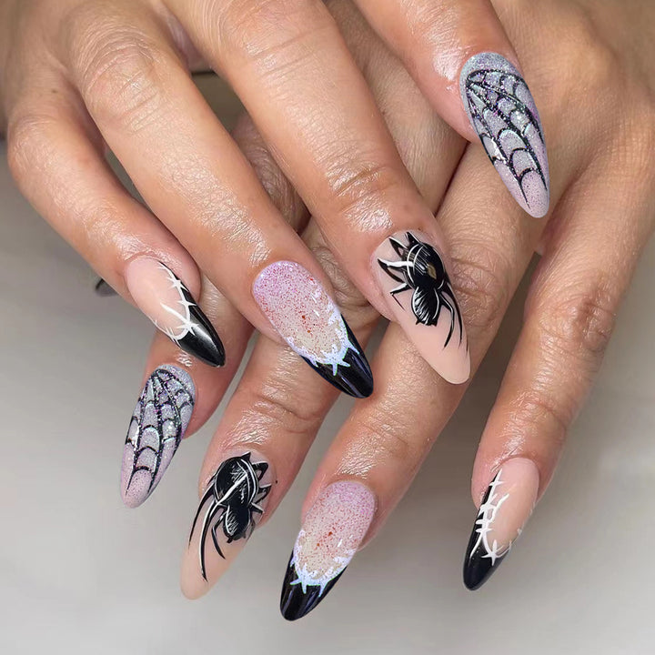 Creative nail art set with spider and web design Bowlift