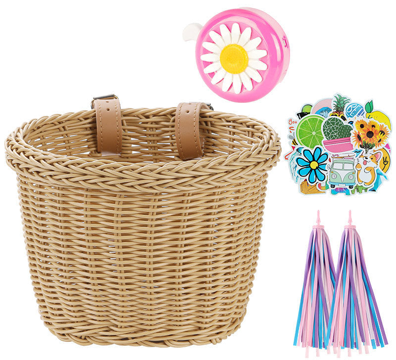 Decorative Woven Bicycle Storage Basket Bowlift