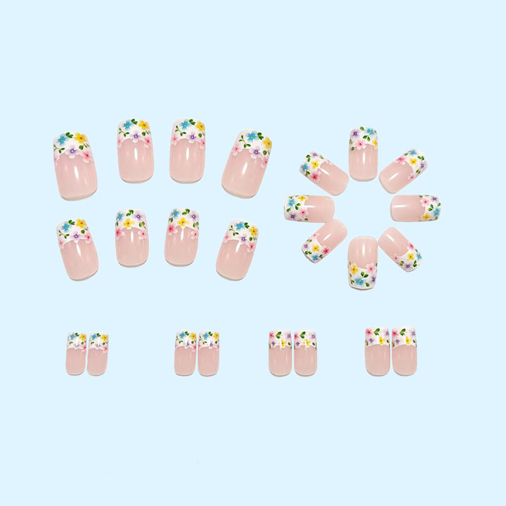 Artificial nails with floral designs and high-gloss finish Bowlift