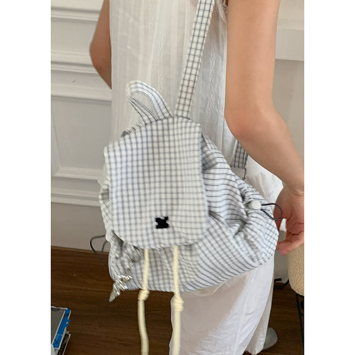 Casual Checkered Drawstring Backpack Bowlift