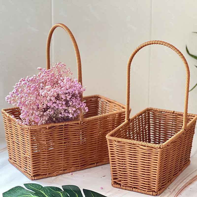 Handcrafted Wicker Storage Basket with Handle Bowlift