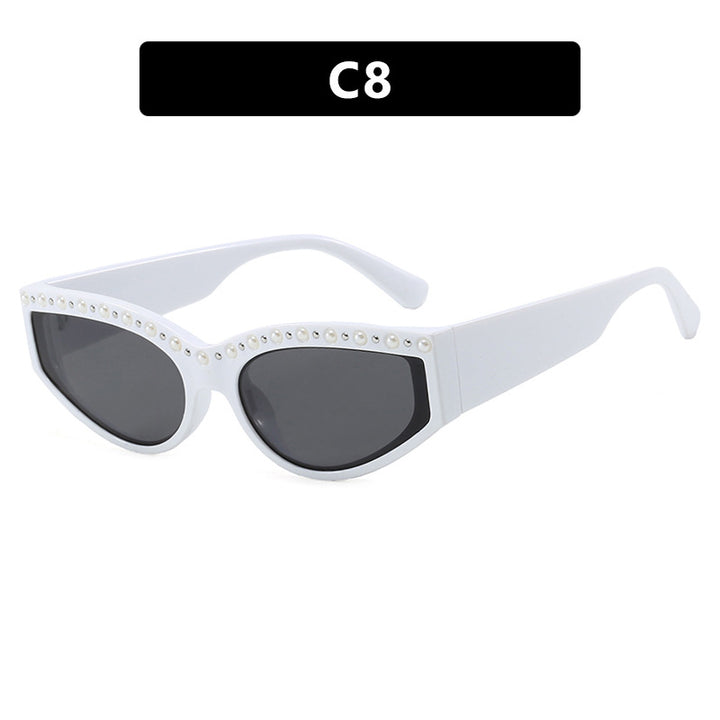 Women's Cat-Eye Sunglasses with Sparkling Rhinestone Accents and Animal Pattern Bowlift