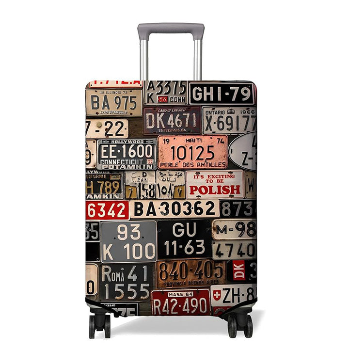 Unisex nan elastic Suitcase Cover with urban Doodle pattern, zipper and all-round protection for 4-wheel trolleys Bowlift