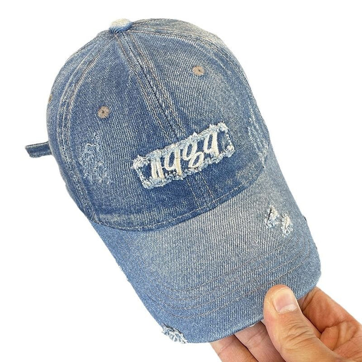 Women's Distressed Denim Baseball Cap Bowlift 1784188483