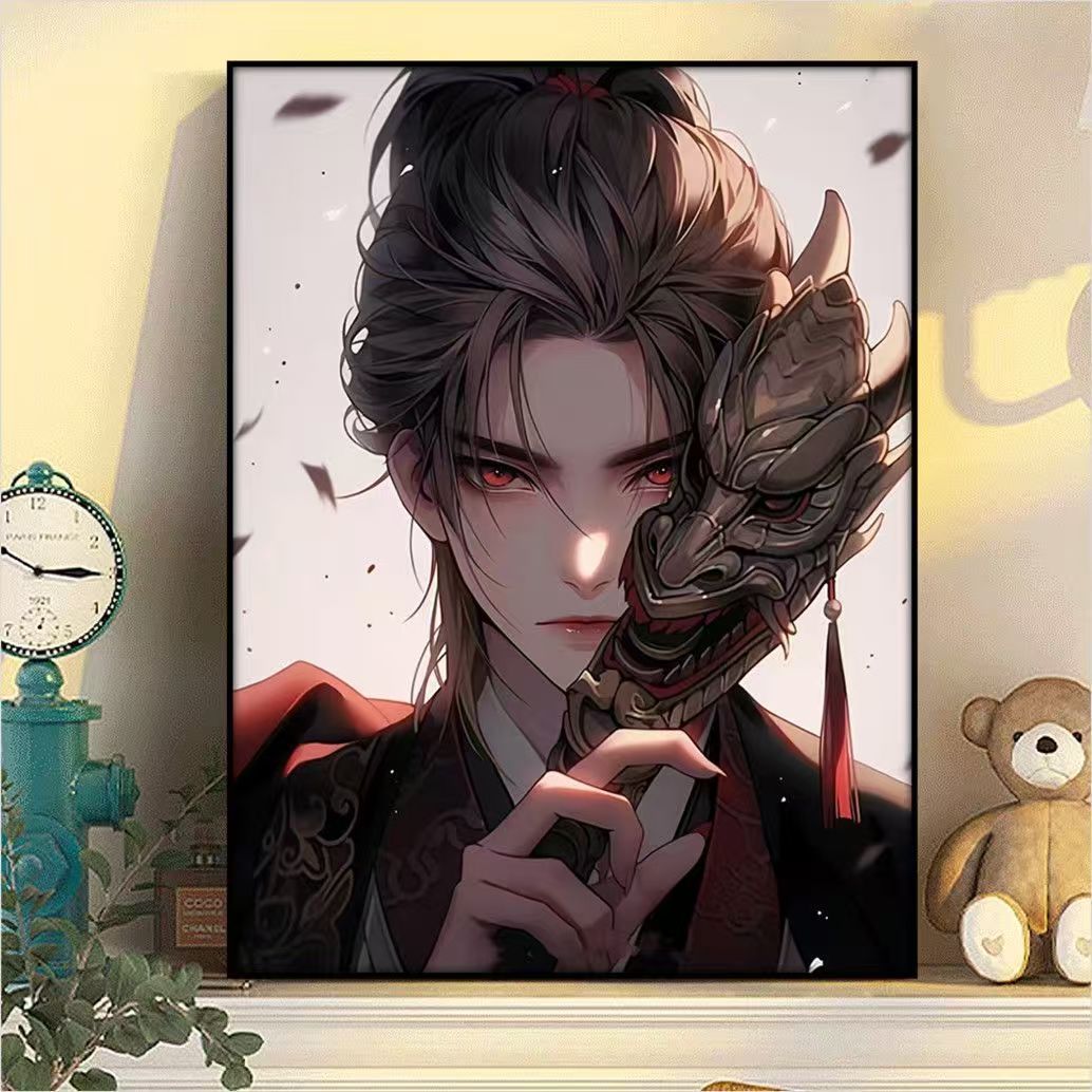 Dramatic Fantasy Mask Illustration Canvas Art Bowlift