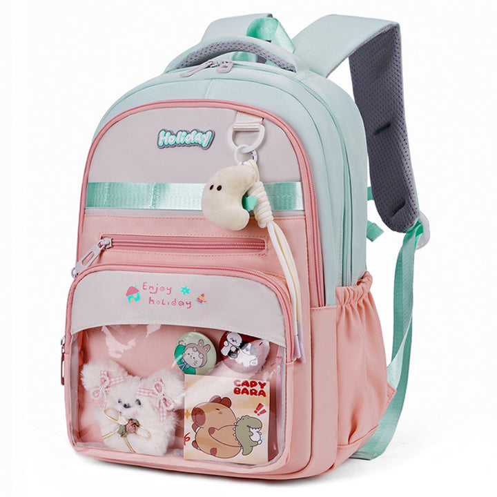 Playful school backpack with transparent compartment and creative accents Bowlift