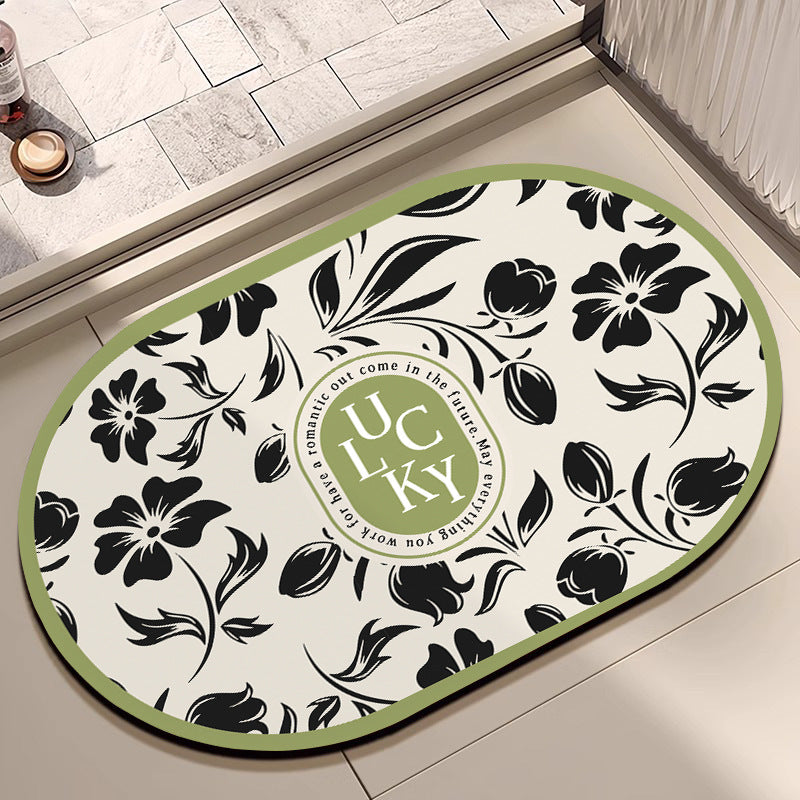Floral Patterned Bath Mat Bowlift