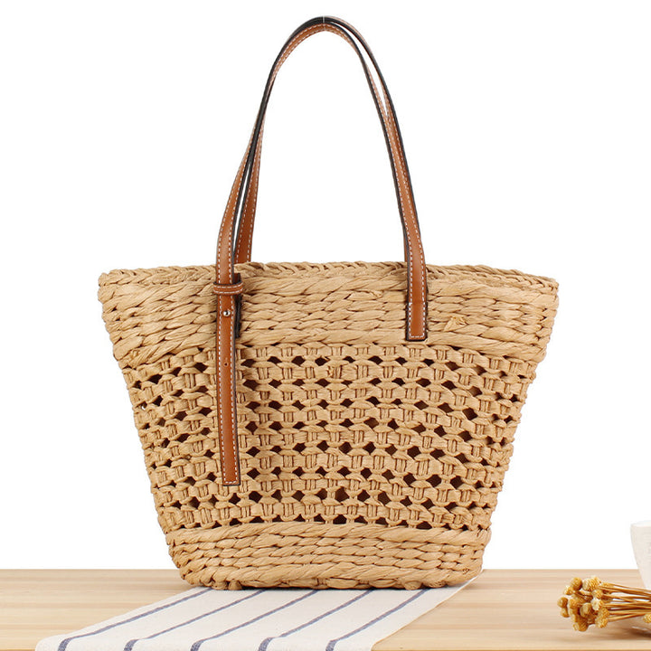 Braided Natural Material Handbag with Comfortable Carry Handle Bowlift