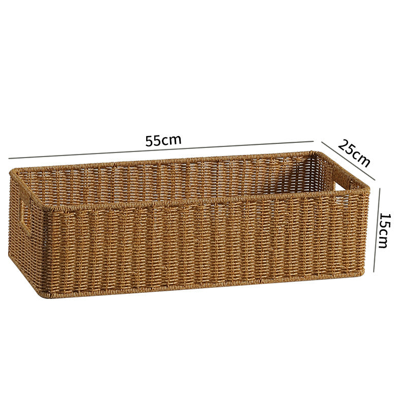 Handwoven Storage Basket with Cutout Handles Bowlift