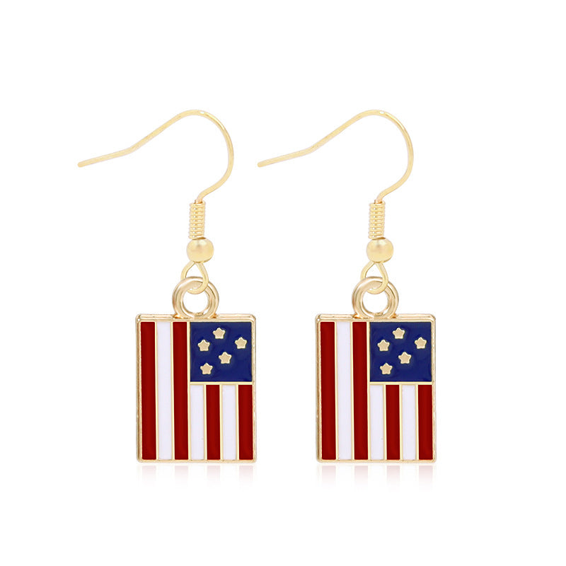 Women's lightweight star earrings with enamel flag design and fishhook Bowlift