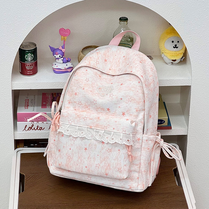 Cute Decorative Star-Embellished Backpack Bowlift