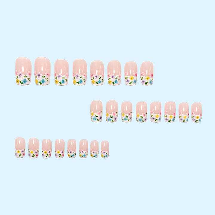 Artificial nails with floral designs and high-gloss finish Bowlift