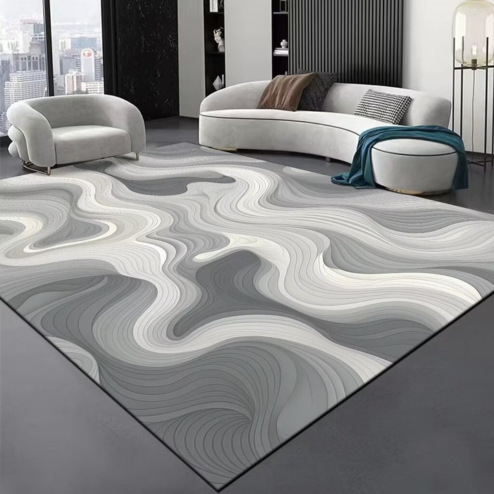Contemporary Wave Pattern Area Rug Bowlift