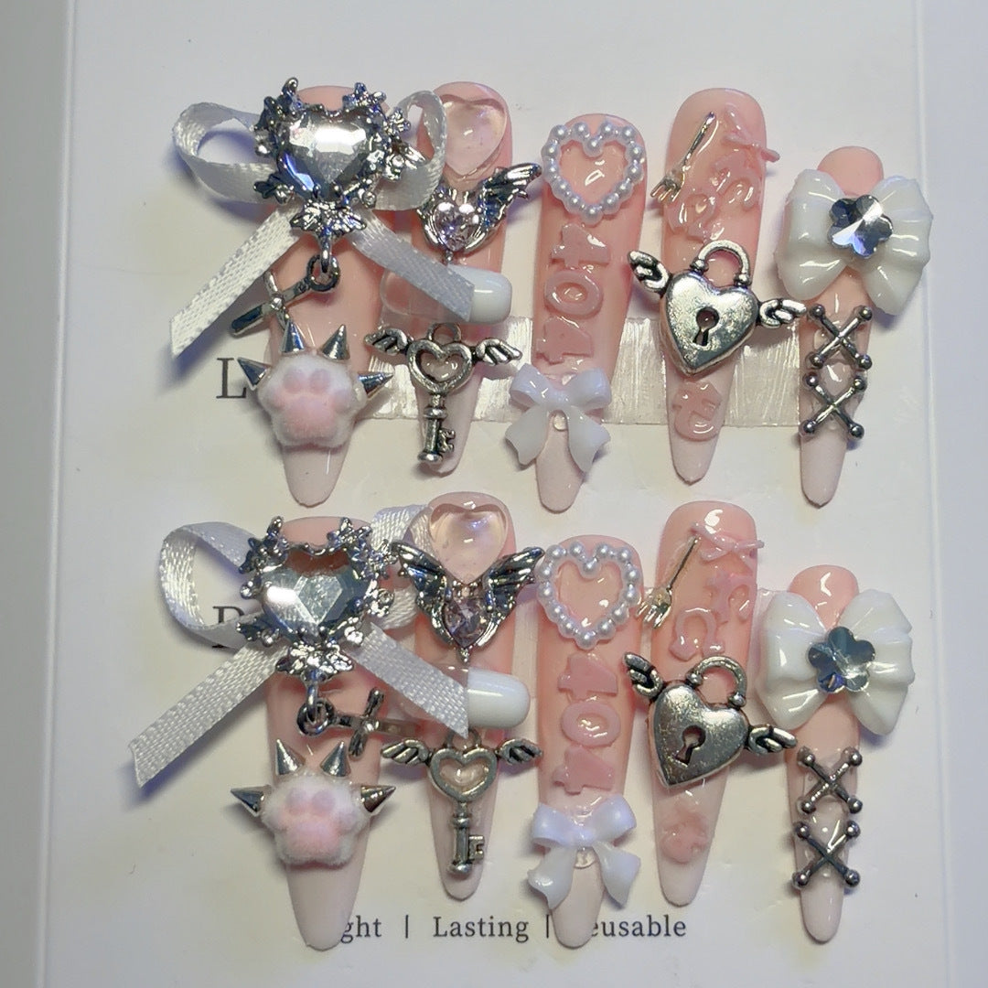 Charming Decorative Press-On Nail Art Set