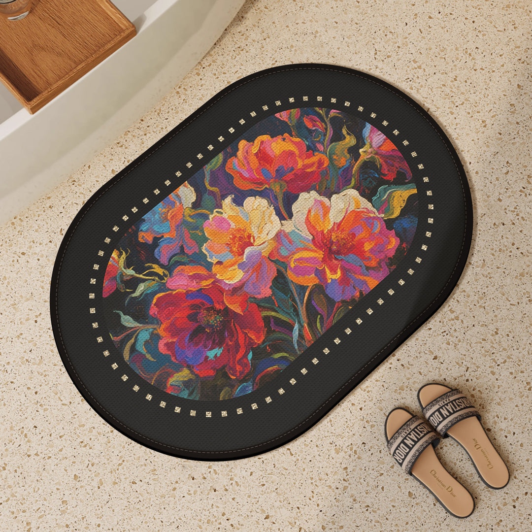 Floral Print Bath Rug