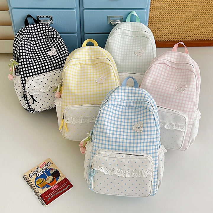 Whimsical Gingham Pattern Backpack Bowlift