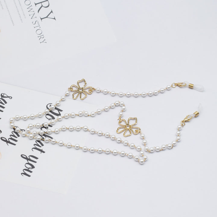 Pearl-Accented Floral Chain Eyewear Holder Bowlift