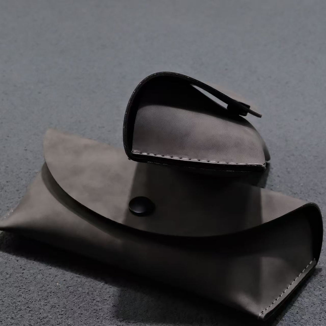 Leather Snap Closure Eyewear Pouch Case Bowlift