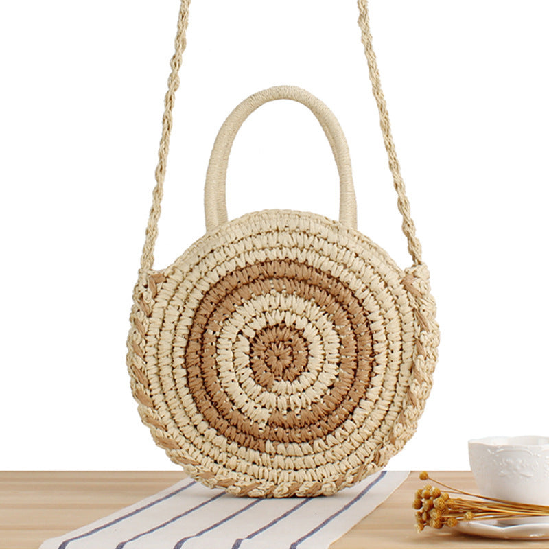 Round Bast Crossbody Bag with Spiral Design Bowlift