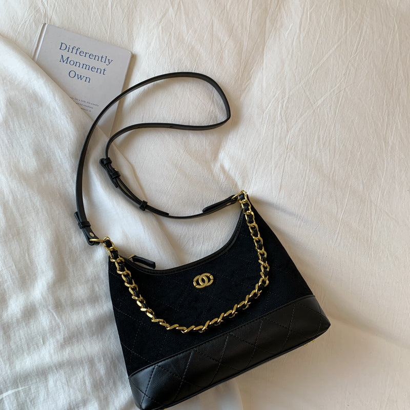 Quilted Suede Shoulder Bag Bowlift