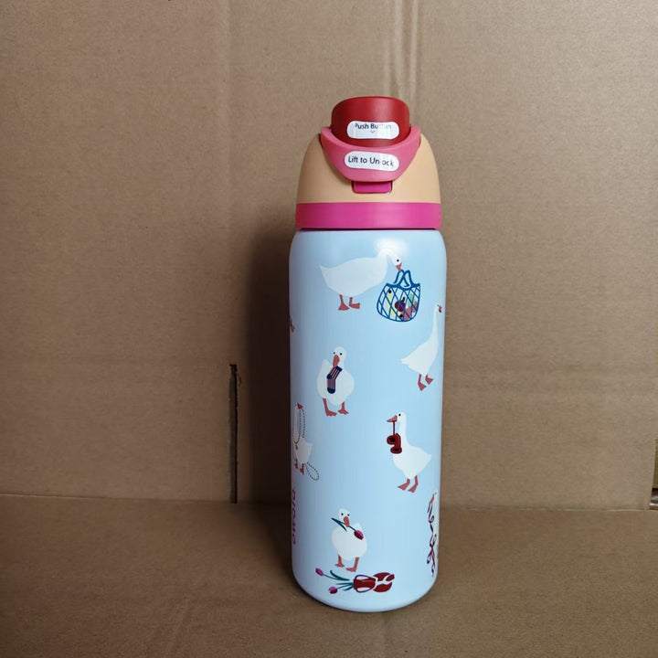 Insulated Stainless Steel Vacuum Water Bottle With One-Touch Flip Lid And Leakproof Safety Lock