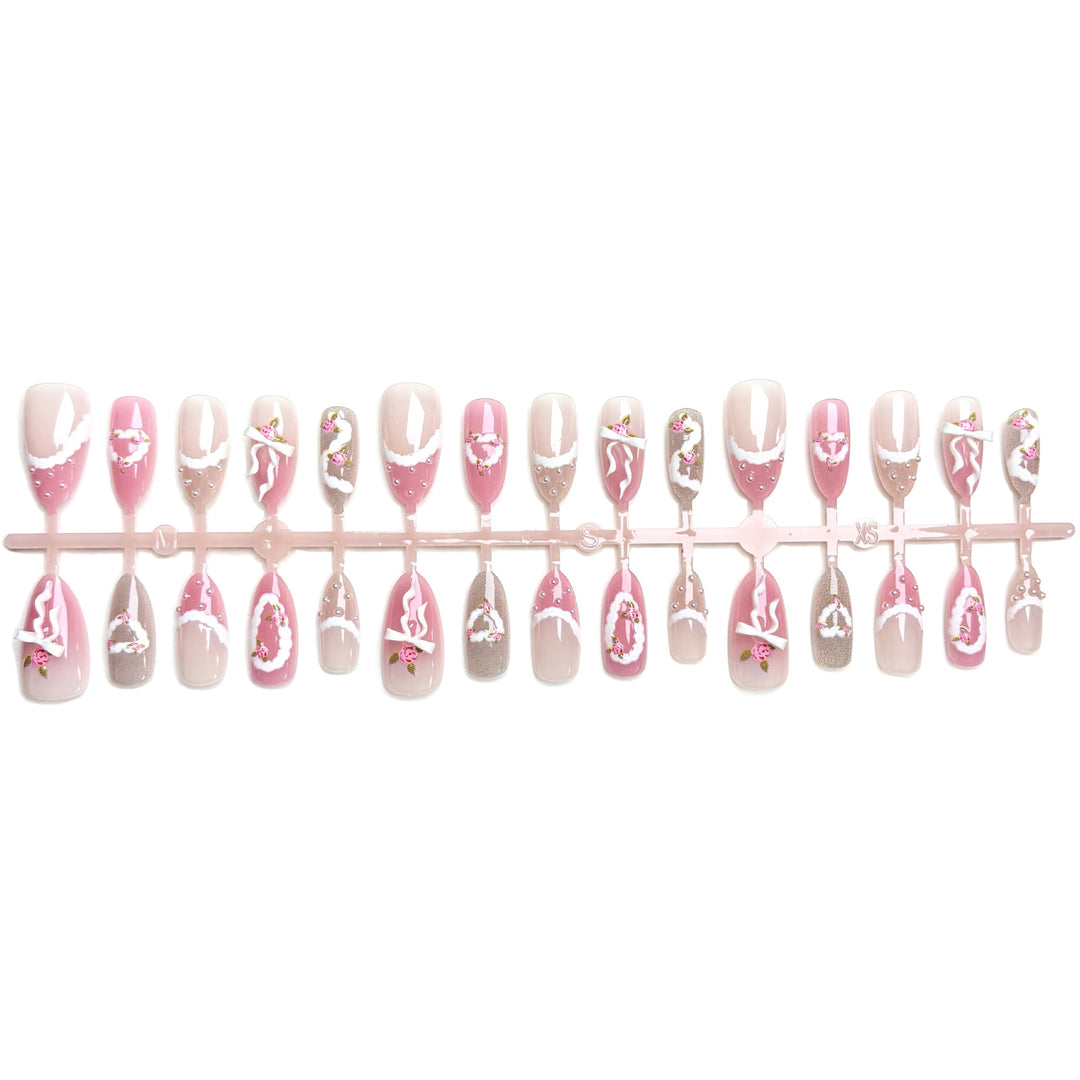 Decorative Floral Press-On Nail Art Set