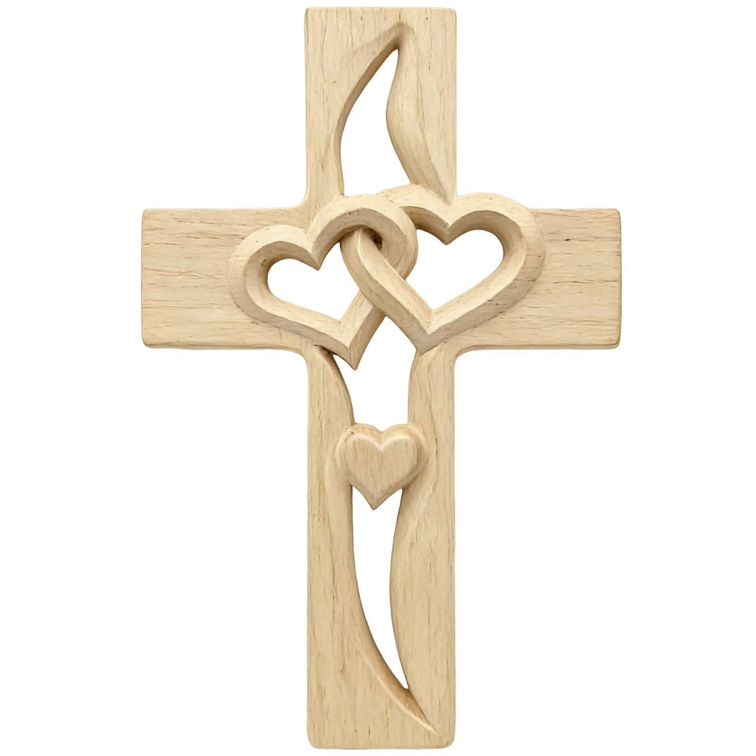 Wooden Heart-Embellished Cross Decoration Bowlift