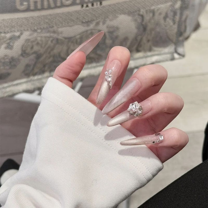 Glamorous artificial nail tips with elegant decorations Bowlift