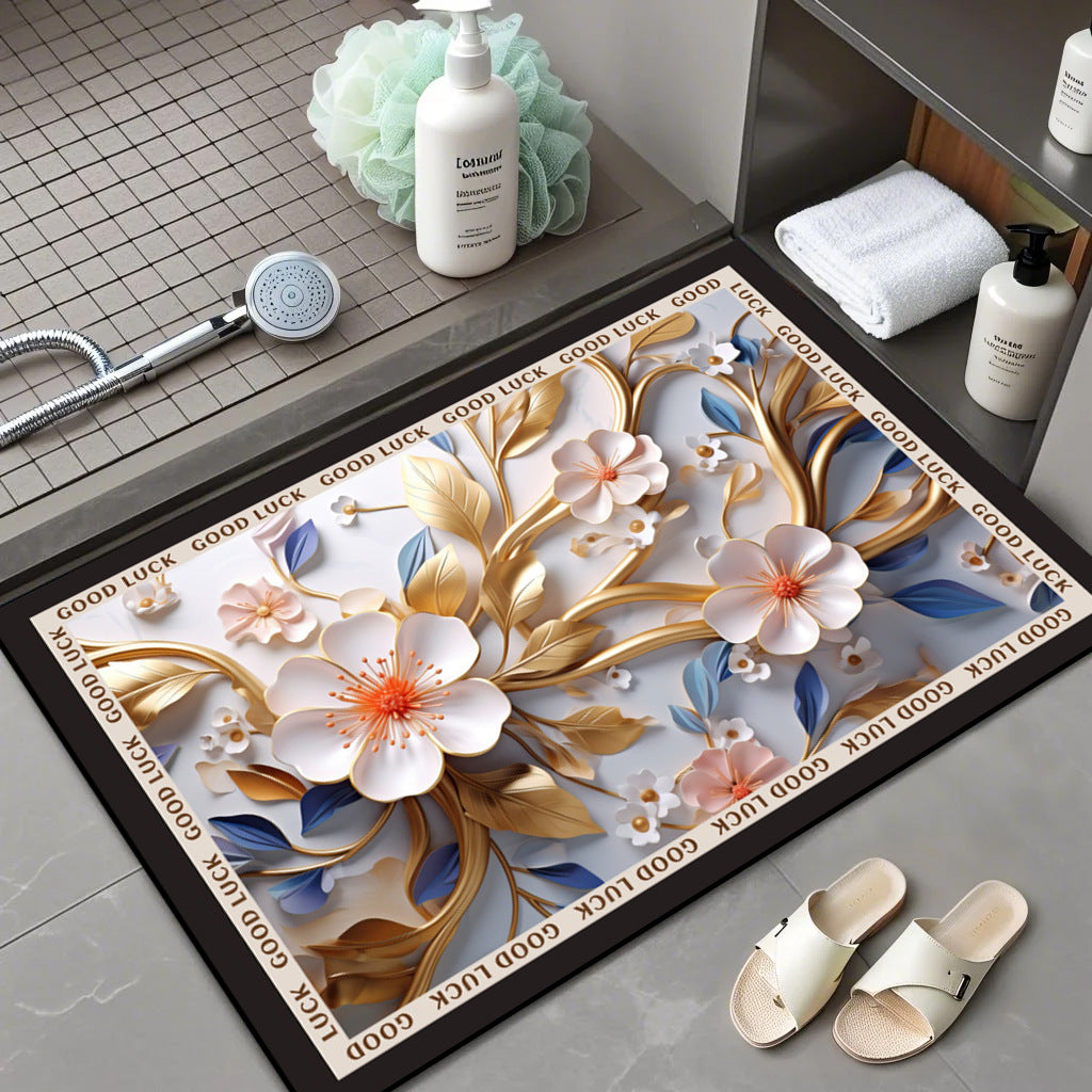 Floral Patterned Bath Mat Bowlift