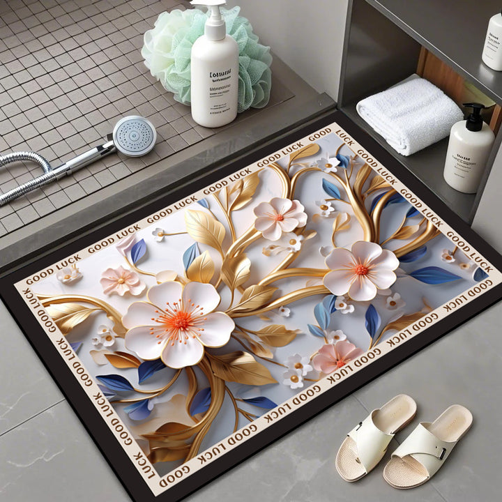 Floral Patterned Bath Mat Bowlift