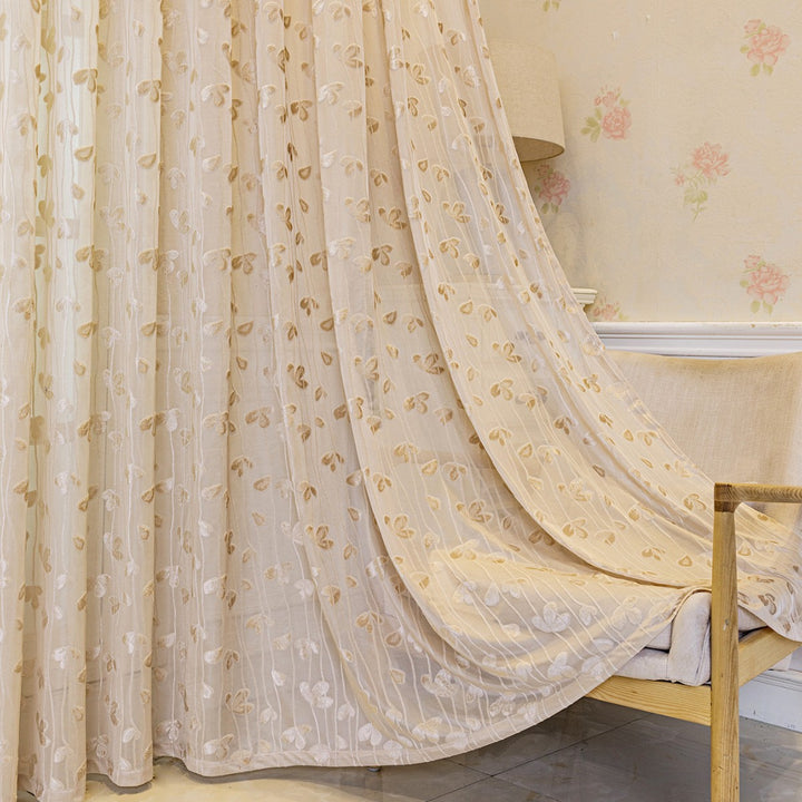 WoEmbroidered Sheer Curtain Panel Bowlift