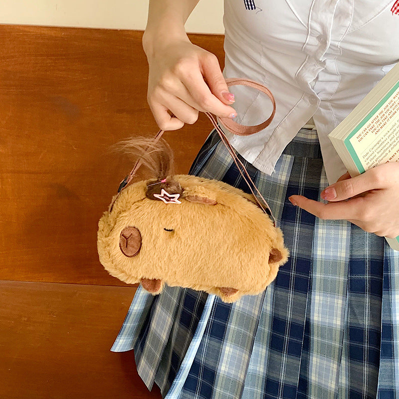 Plush Shoulder Bag with Cute Animal Design Bowlift