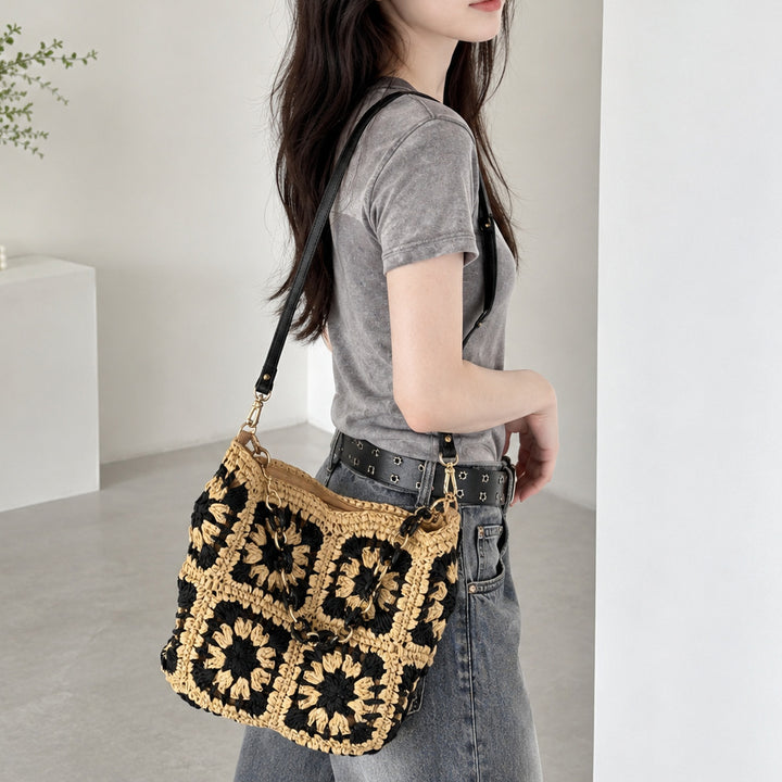 Fashionable Shoulder Bag Made of Handmade Crochet Material Bowlift