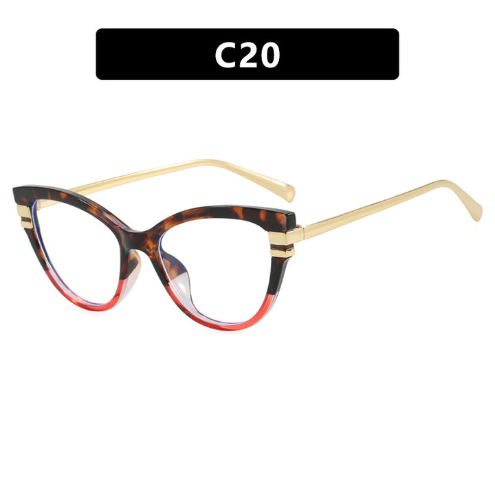 Ladies Cat-Eye Sunglasses with Elegant Plastic Frame and Golden Accents Bowlift