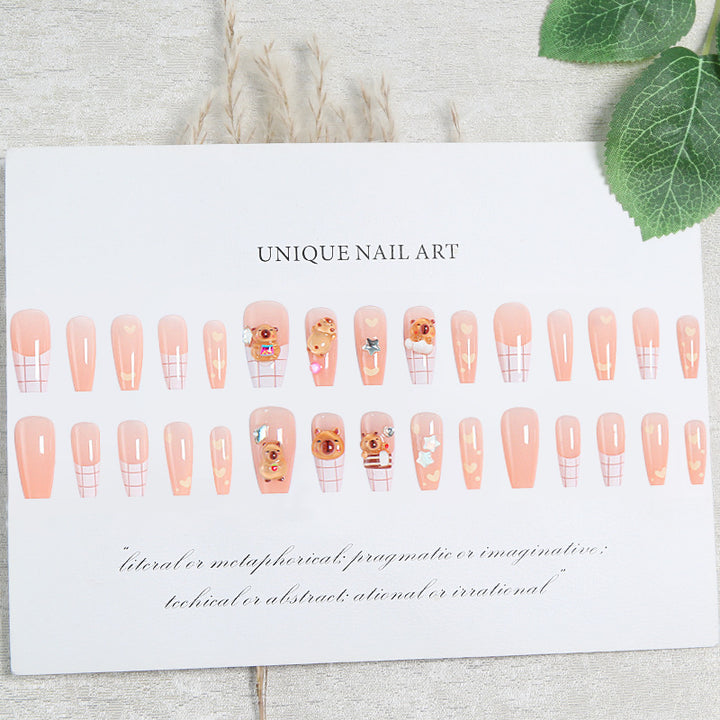 Artificial nail set with charming animal design and sparkling crystal embellishments Bowlift