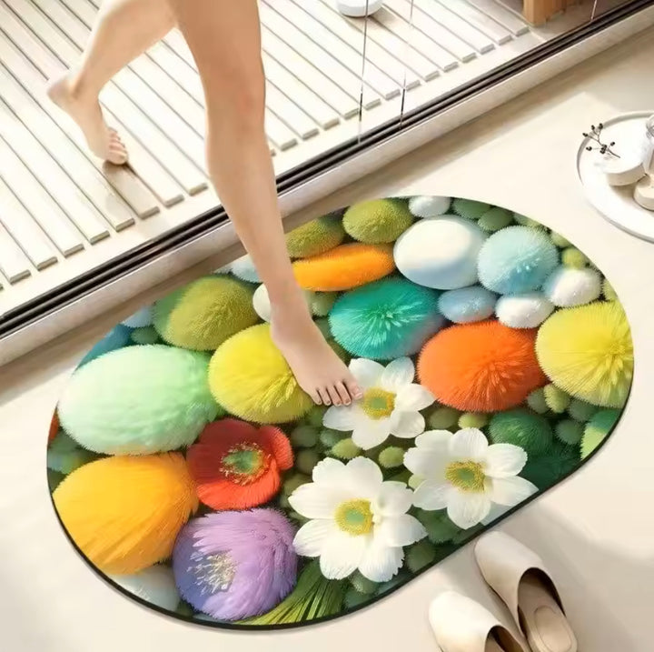 Floral Memory Foam Bath Mat Bowlift