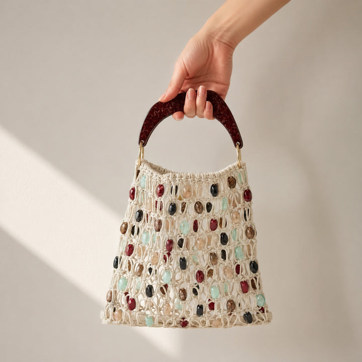 Exclusive Macrame Bag with Jewelry Details Bowlift