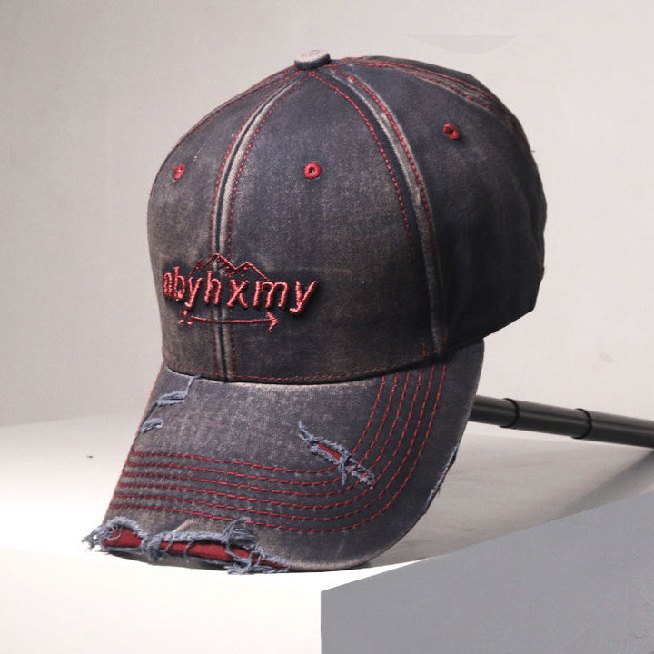 Men's Vintage Distressed Denim Baseball Cap Bowlift