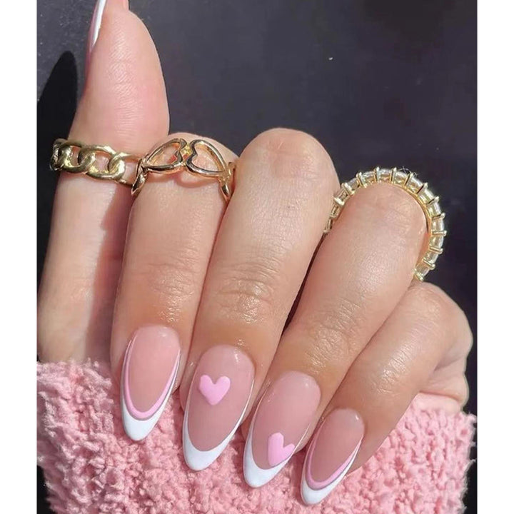 Decorative Heart-Design Press-On Nails Bowlift