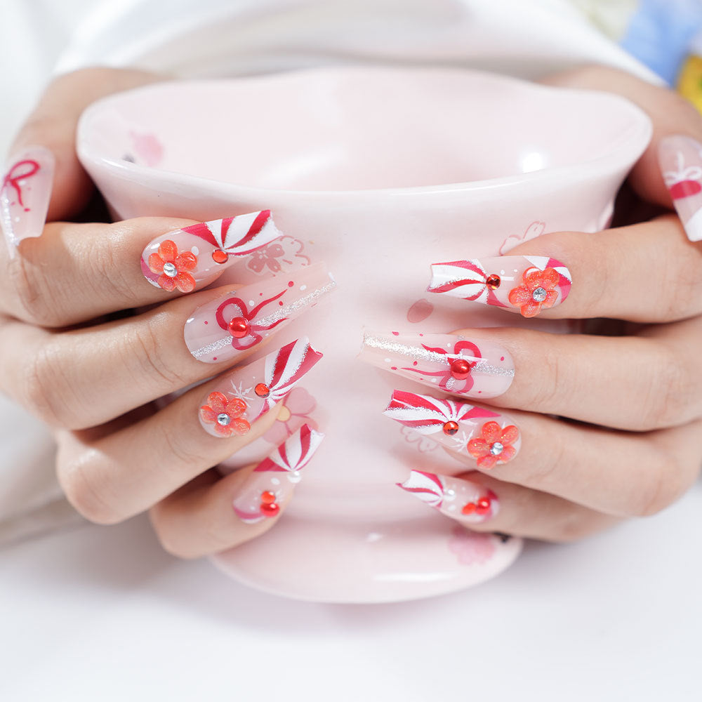 Decorative Floral Nail Tips Bowlift