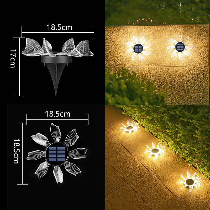 Decorative Solar Acrylic Petal Garden Stake LED Pathway Light Bowlift