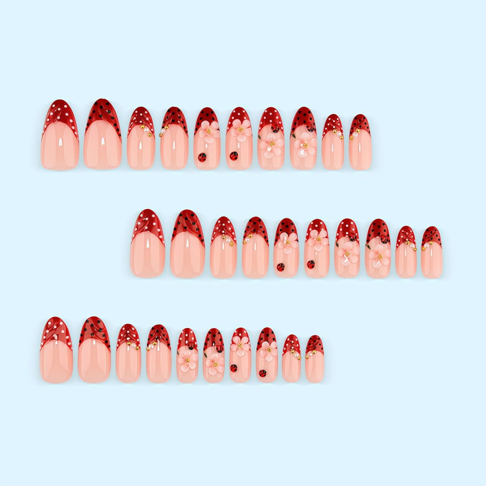 Creative tip design artificial nails with floral accents Bowlift