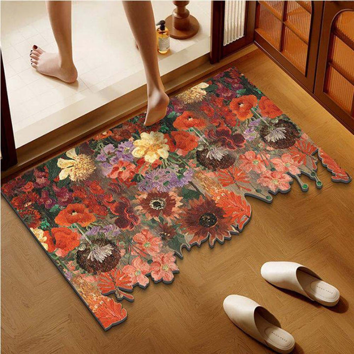 Floral-Themed Non-Slip Bath Mat Bowlift
