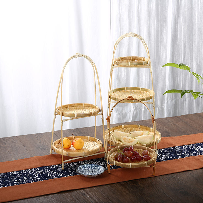Unisex Three-Tier Serving Stand made of hand-woven natural material Bowlift