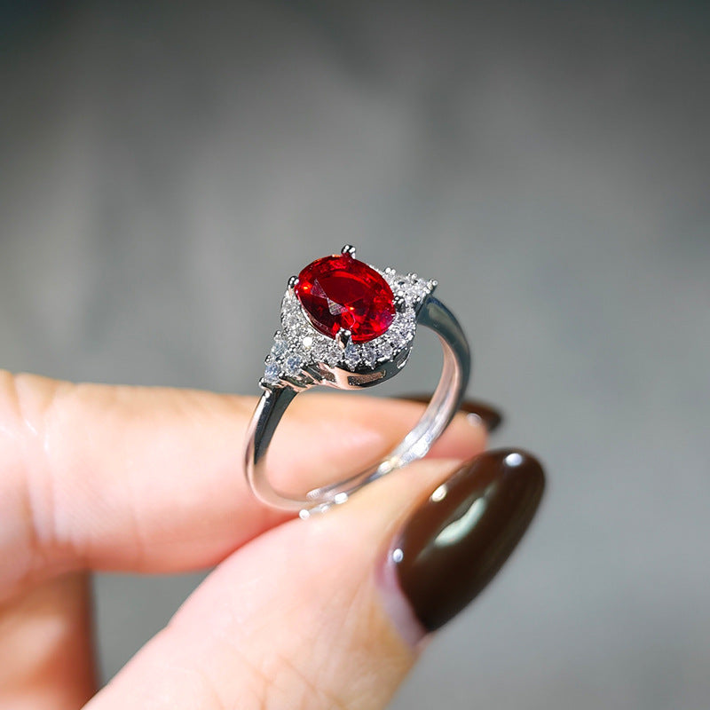 Oval Faceted Gemstone Halo Engagement Ring With Pavé Sterling Band