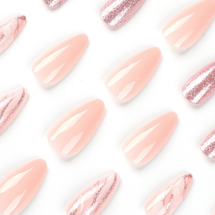 Artful Nail Extensions with Glitter and Marble Design Bowlift