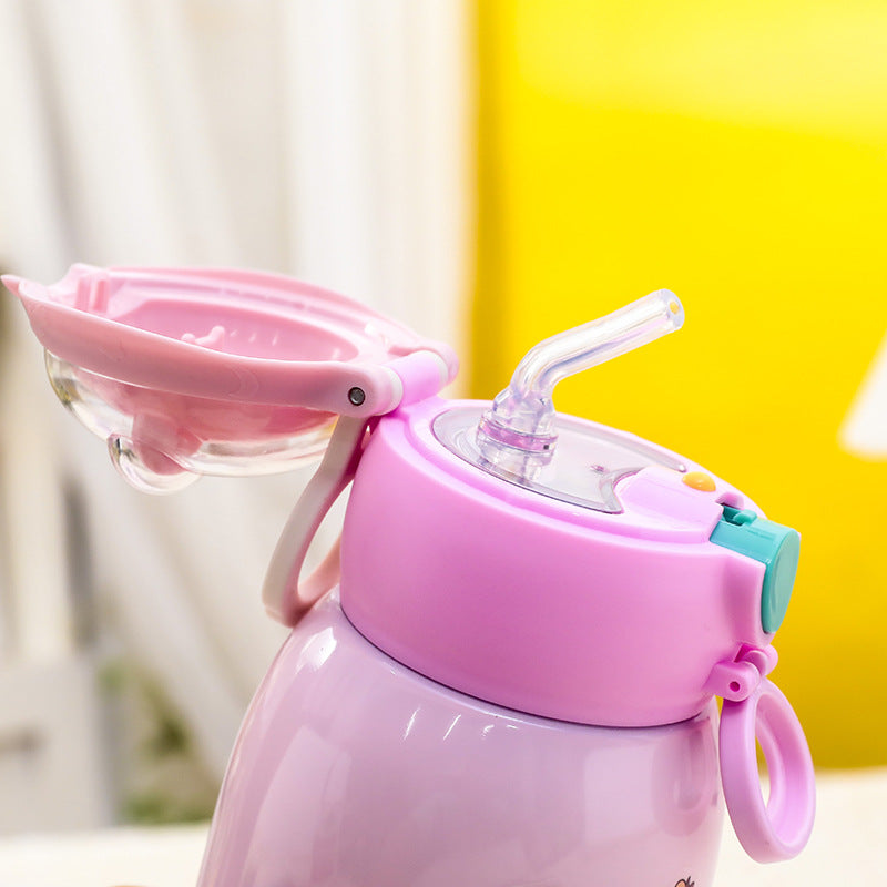 Women's insulated drinking bottle with cute animal design and practical flip lid Bowlift